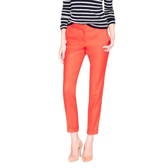 J. Crew Cafe Capri Ankle Pants Lobster/ Nantucket Red Size 10 - Picture 2 of 6